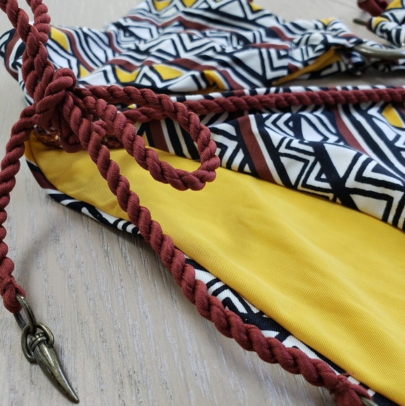 Dolce Vita 2 piece Tribal Trance Henna Matching Bikini Set Rope Tie Side Aztec - Picture 5 of 16